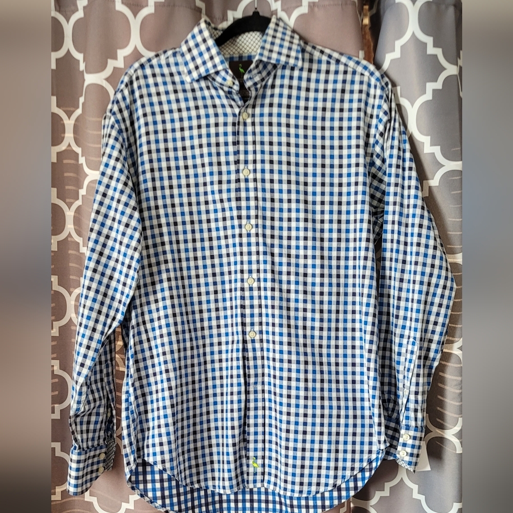 Tailorbyrd Blue and White Plaid Men's  Button Down EUC